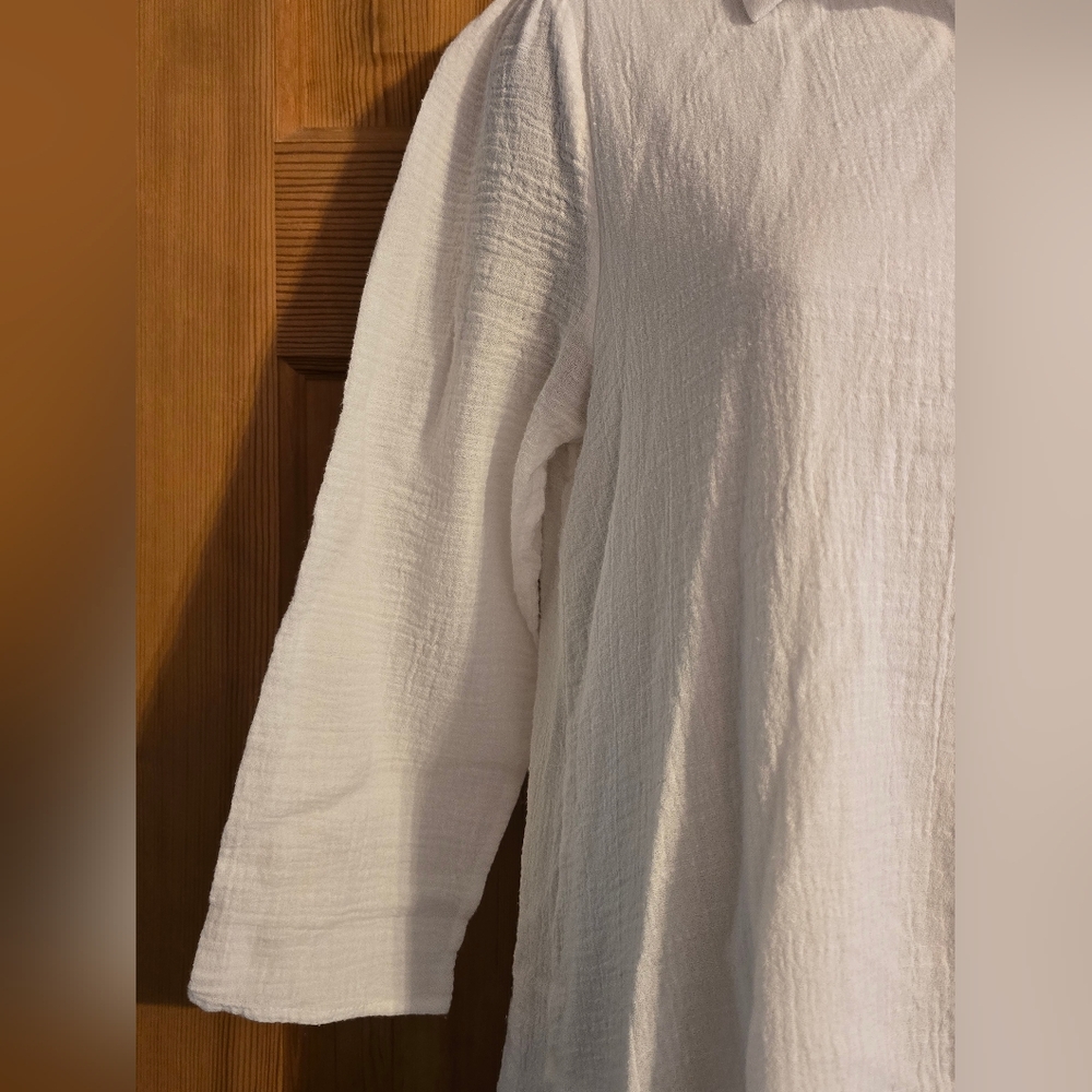 Stevie Hender White 100% Cotton Gauze Textured Dress Lightweight Size Small - Picture 7 of 8